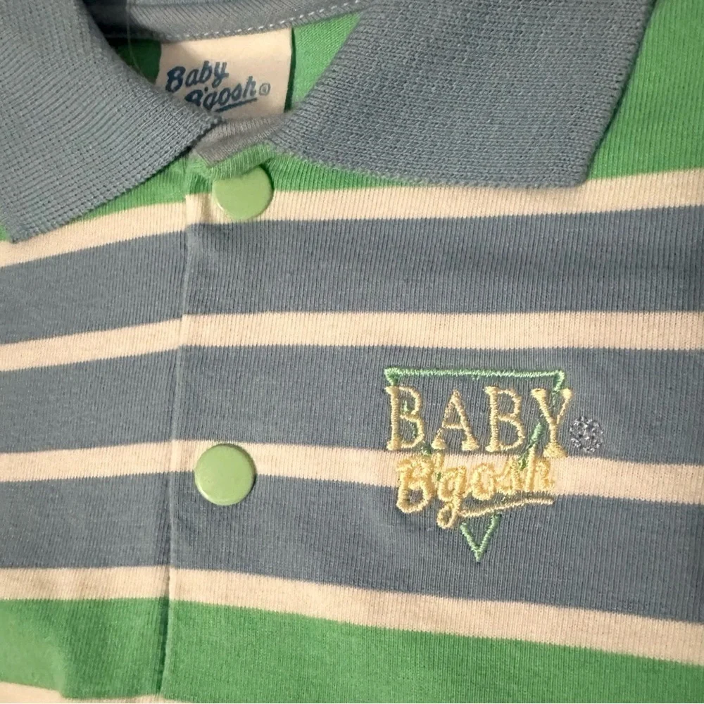 Vintage NWT OshKosh Baby B’gosh Boys Striped Polo Romper 1pc 6-9M Multicolor